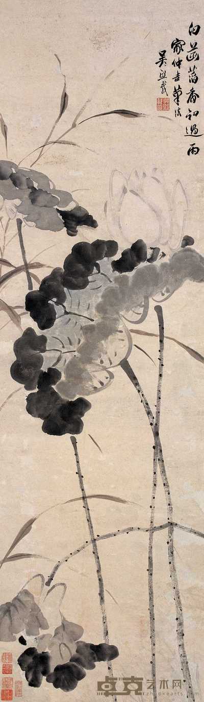 吴熙载 荷花 镜心 146×42cm
